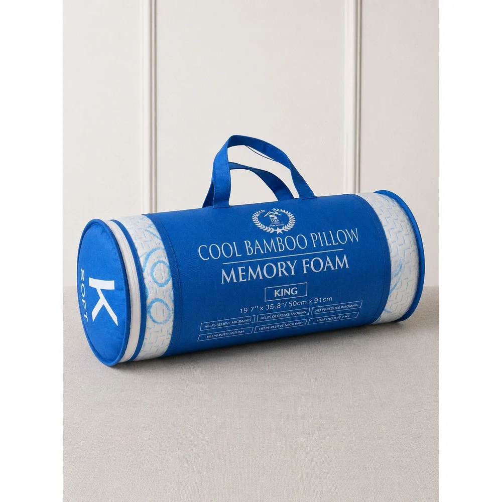 5 Star Cool Bamboo King Memory Foam Cooling Pillow New in Bag